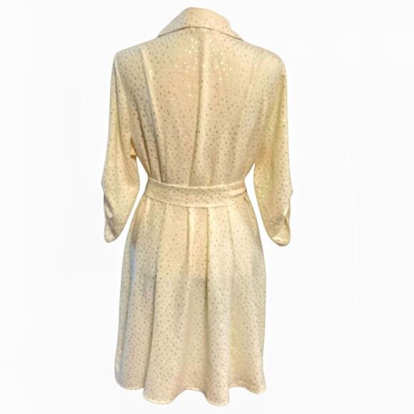 Emily Daniel's Gorgeous Button-up Long Sleeve Midi Dress in Cream/Gold in Large - Picture 4 of 10
